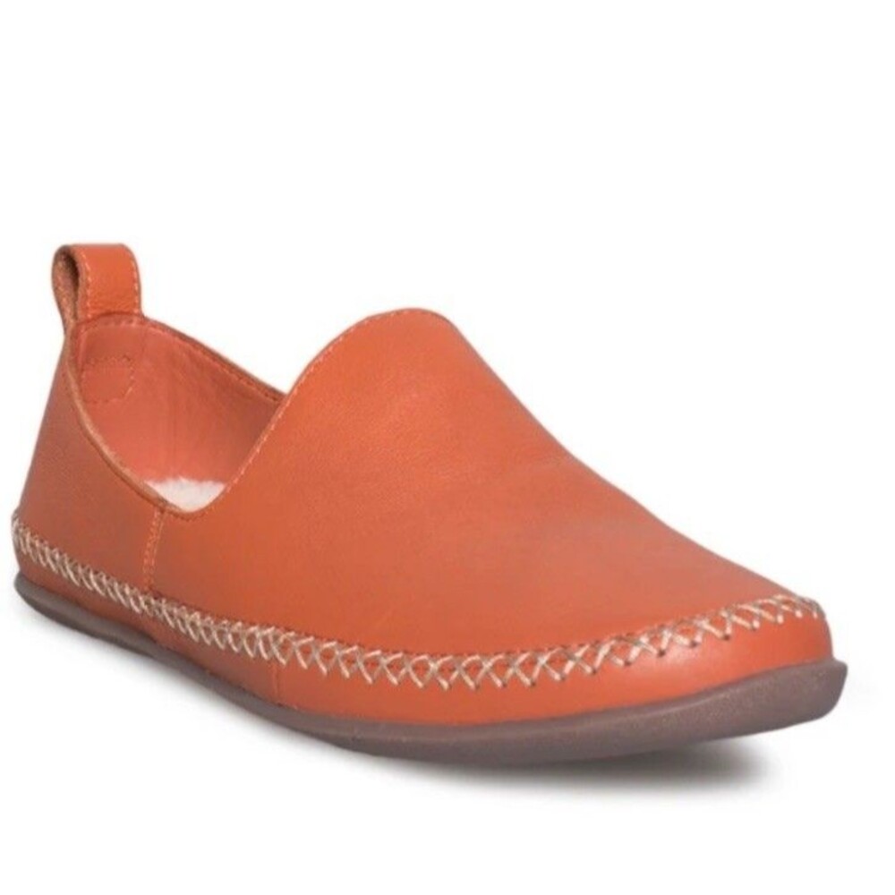 UGG Loafers Leather 9 Orange Delfina Shearling Slip On Casual Flat